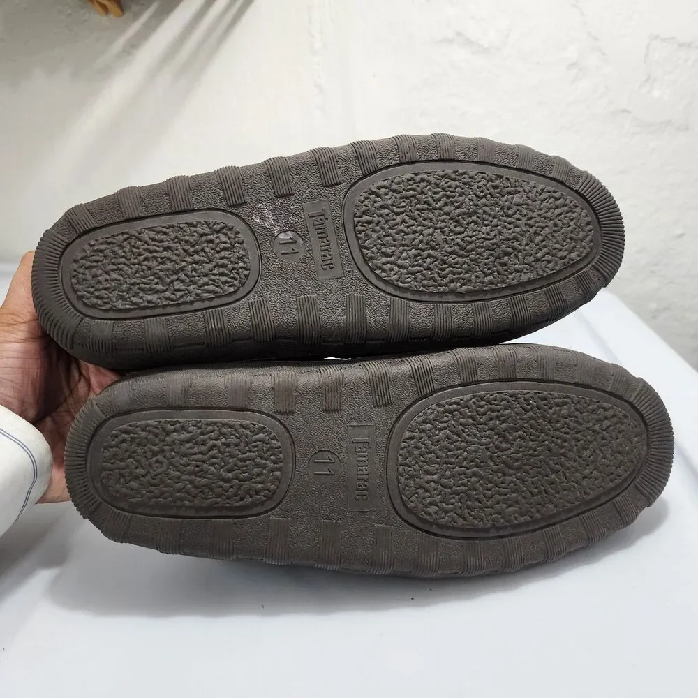 Tamarac Cody Shearling Moccasin Slippers Brown Suede Leather Lambswool Mens 11M